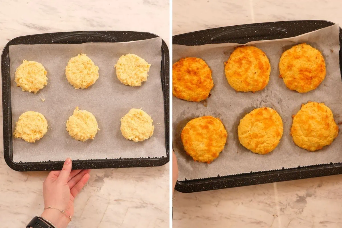 Low Carb Cottage Cheese Biscuits 7 Baked low carb cottage cheese biscuits fresh from the oven