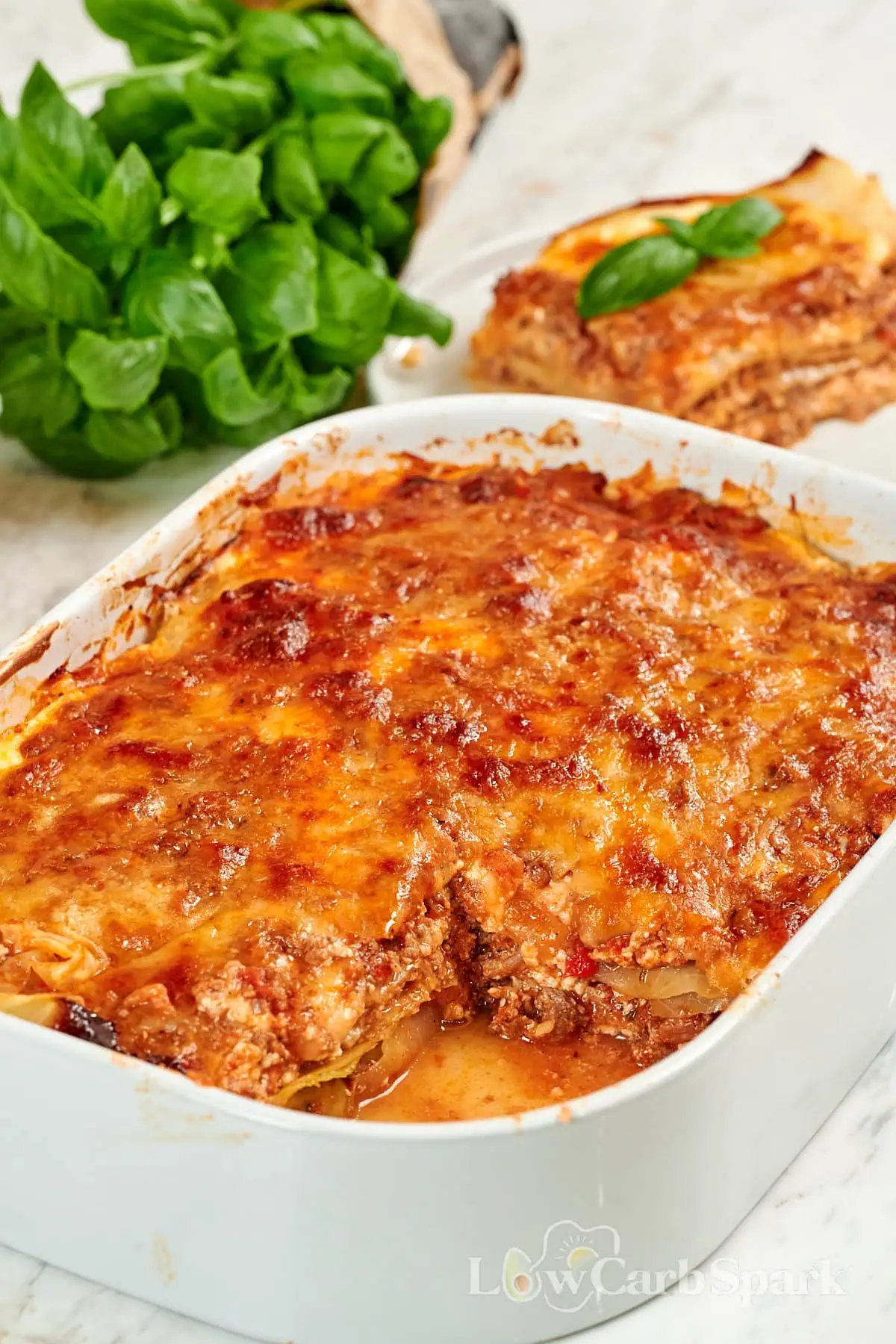 High-Protein Cabbage Lasagna 13 Cheesy low carb cabbage lasagna fresh from the oven.
