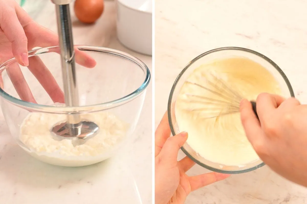 High-Protein Cabbage Lasagna 7 Blending ricotta cheese mixture for low carb lasagna.