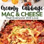 Low carb cabbage mac and cheese baked until golden and bubbly with crispy bacon and creamy cheese sauce