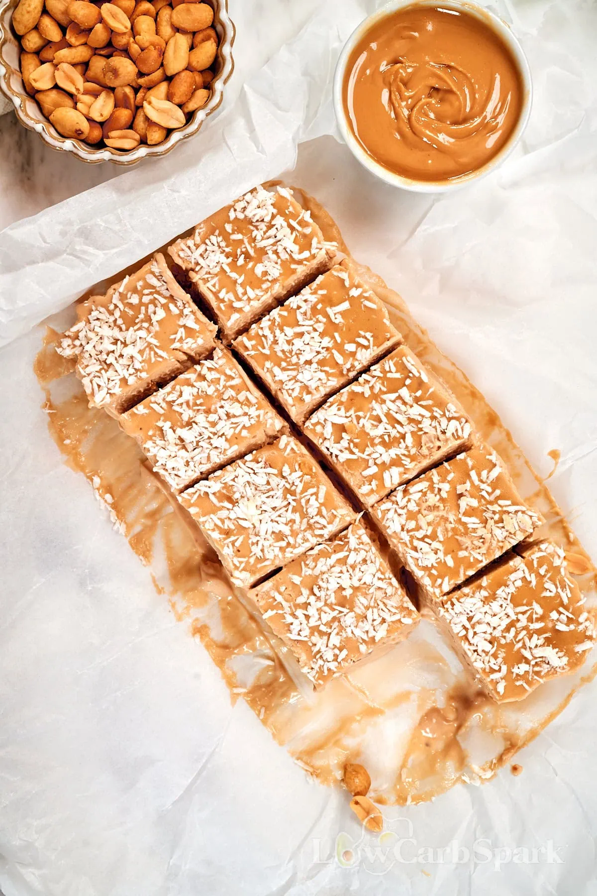No-Bake Peanut Butter Greek Yogurt Protein Bars 4 No-bake peanut butter Greek yogurt protein bars made with simple ingredients for a healthy high protein snack or dessert.