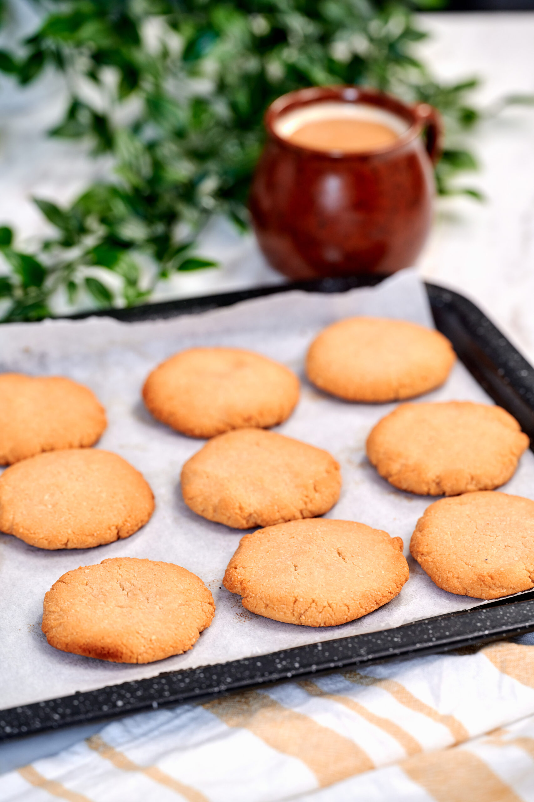 2 Ingredient Almond Flour Cookies 2 Freshly baked 2 ingredient almond flour cookies cooling on a parchment lined baking sheet