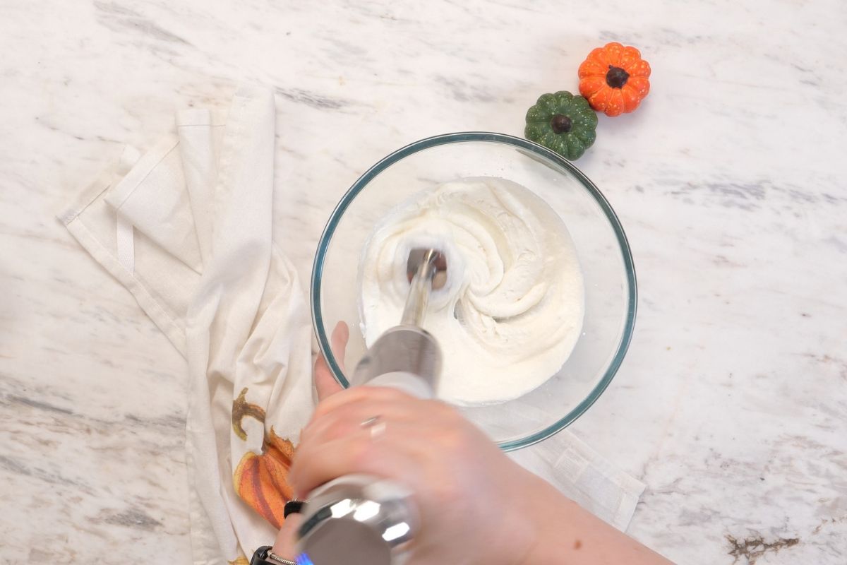 Pumpkin Protein Cheesecake for Two 4 Blending cottage cheese until smooth and creamy for Pumpkin Spice Protein Cheesecake.